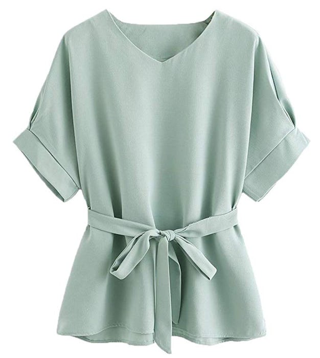 Milumia Self-Tie Short Sleeve Blouse