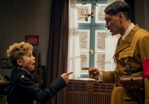 Roman Griffin Davis and Taika Waititi as Jojo and Adolf Hitler in 'Jojo Rabbit'