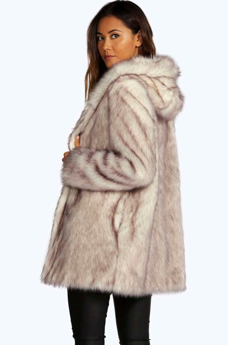 Boutique Hooded Faux Fur Coat