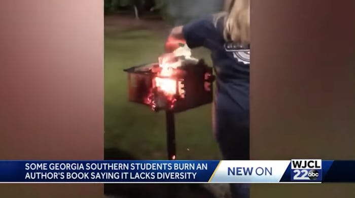 Students at Georgia Southern University burned a Latina author's book following a discussion on whit...