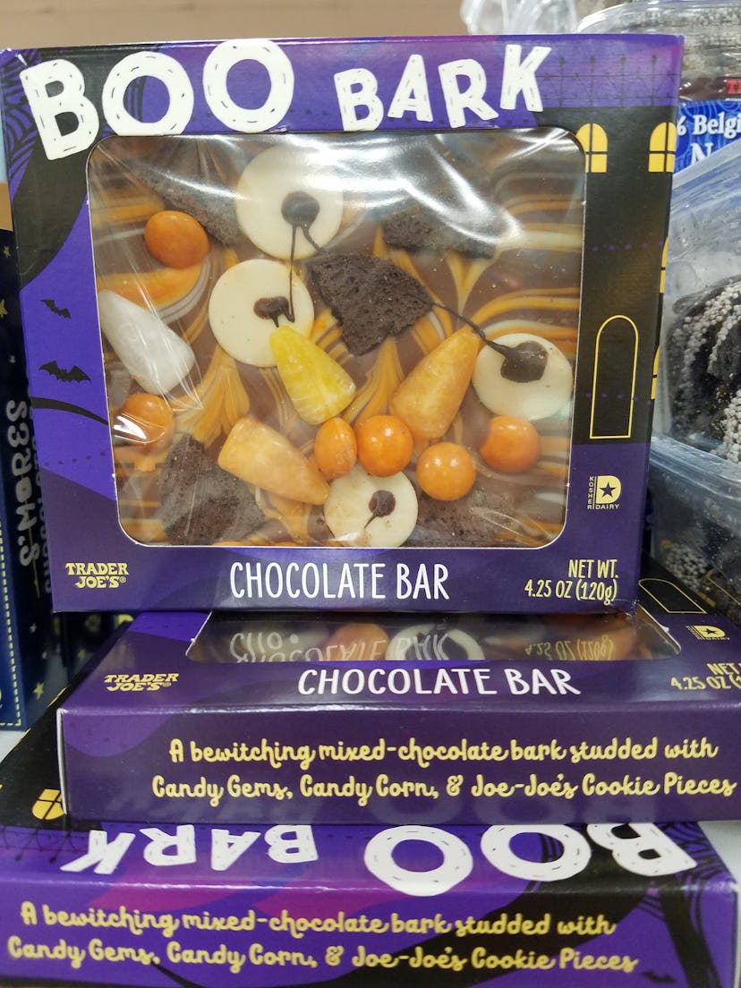 Trader Joe's Boo Bark is a fun Halloween candy with a variety of toppings.