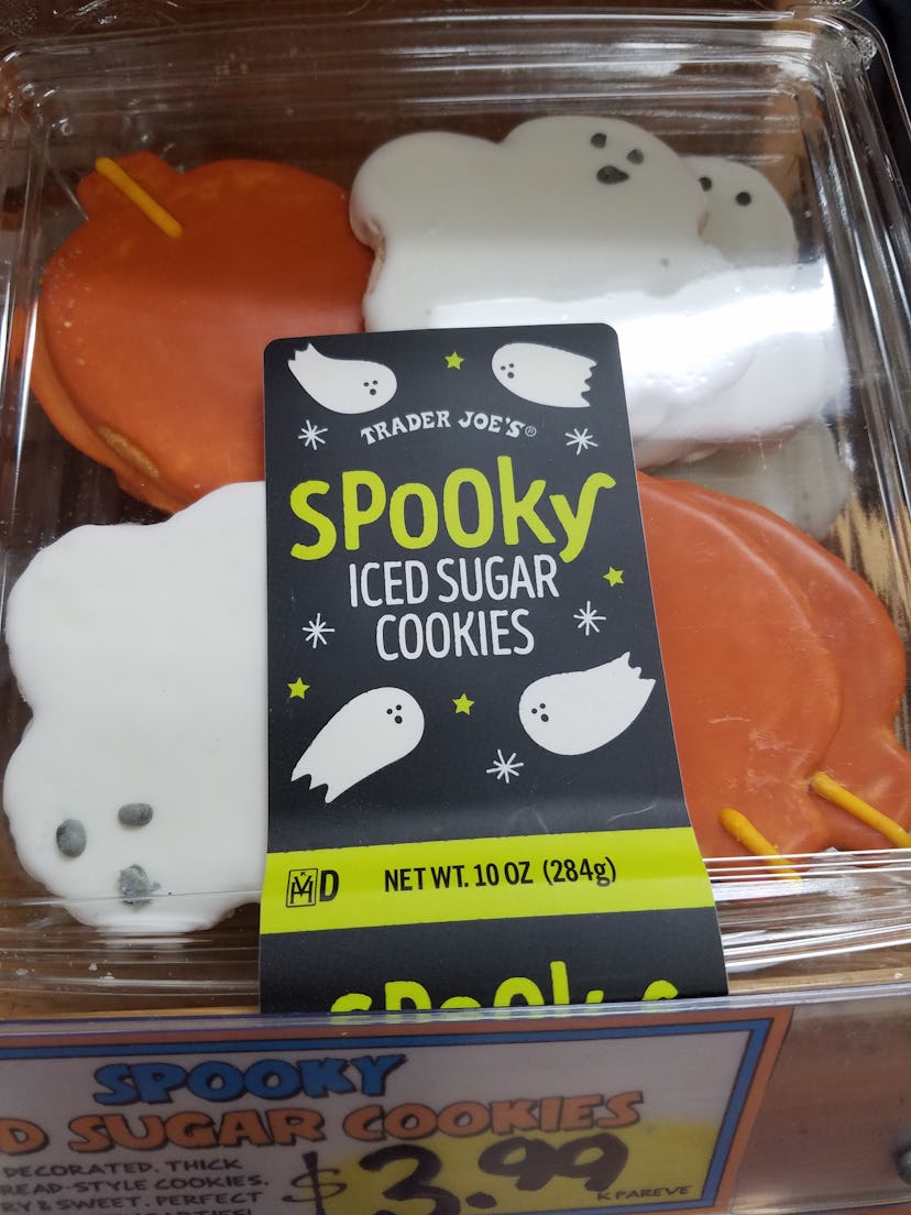 Trader Joe's Halloween cookies include these large ghost- and pumpkin-shaped treats.