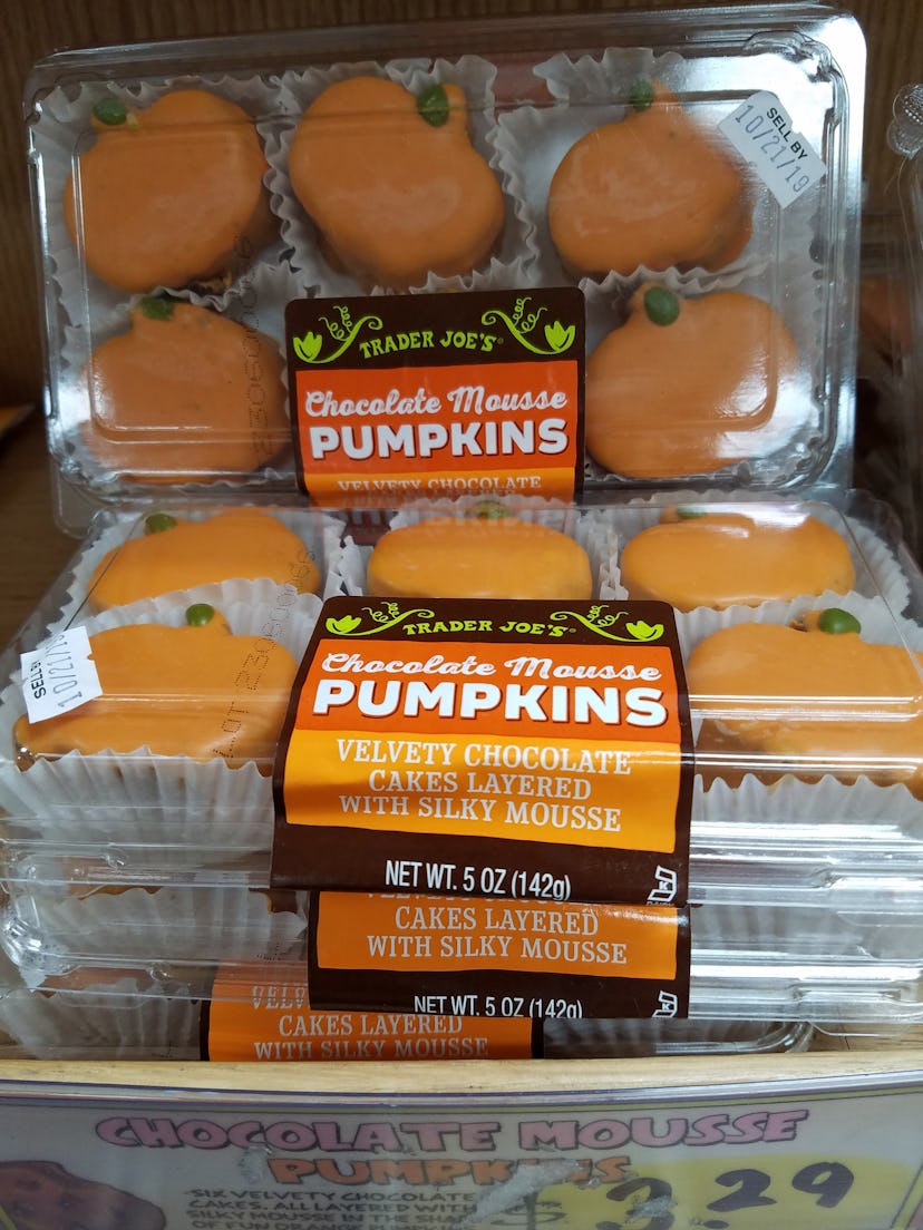 Trader Joe's Halloween pumpkin cakes are layered with rich mousse.