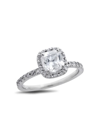 Certified Cushion-Cut Diamond Frame Engagement Ring