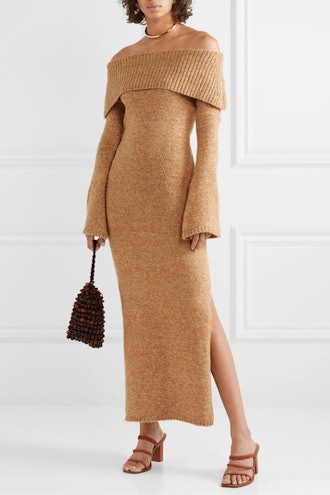 Mariel Off-the-Shoulder Knitted Maxi Dress
