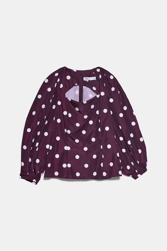 Polka Dot Taffeta Blouse