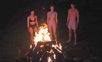 Archie, Betty, and Veronica around a fire in the 'Riverdale' Season 3 finale