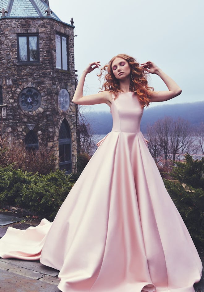 Brooklyn Bateau Neck Ballgown with Cathedral Train