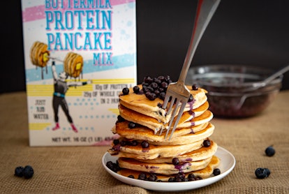 Prepare a stack of fresh buttermilk protein pancakes in less than 10 minutes. Image credit: Trader J...
