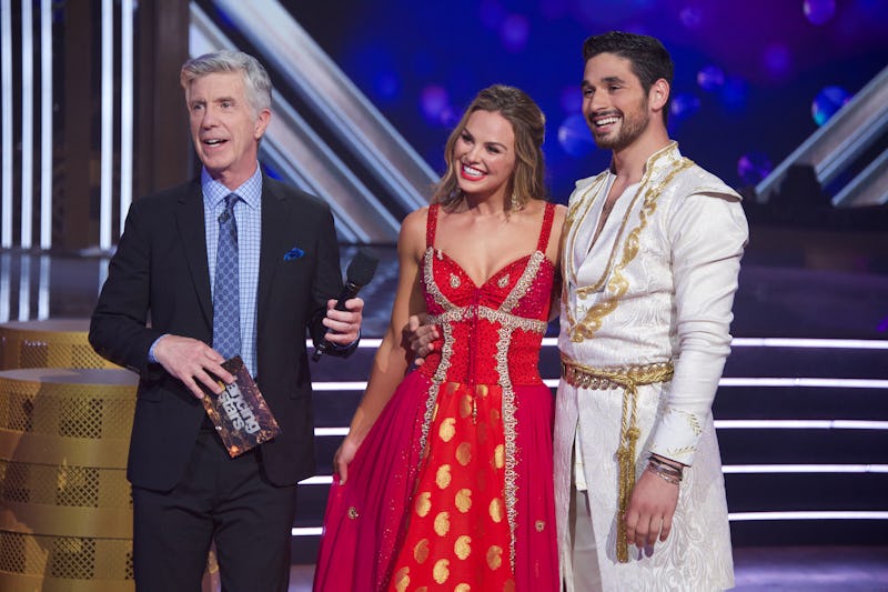 Hannah Brown and Alan Bersten hearing their scores during Disney Week on DWTS.