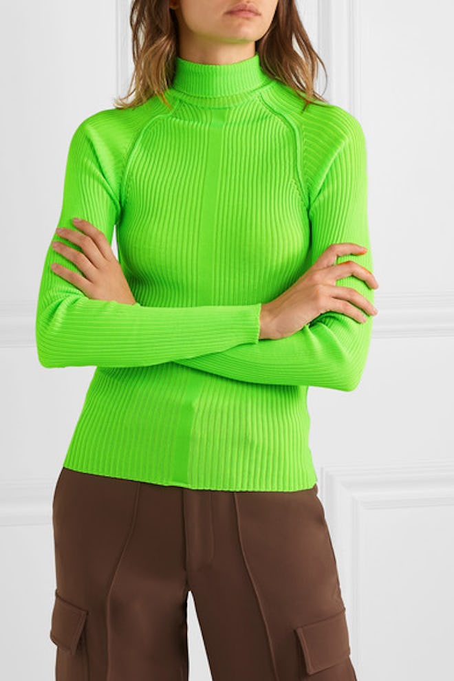 Komina Neon Ribbed-Knit Turtleneck Sweater