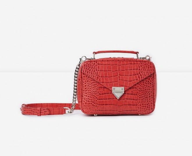 Medium Red Barbara Bag In Crocodile