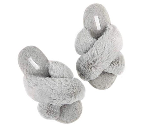 Women's Cross Band Soft Plush Fleece Slippers