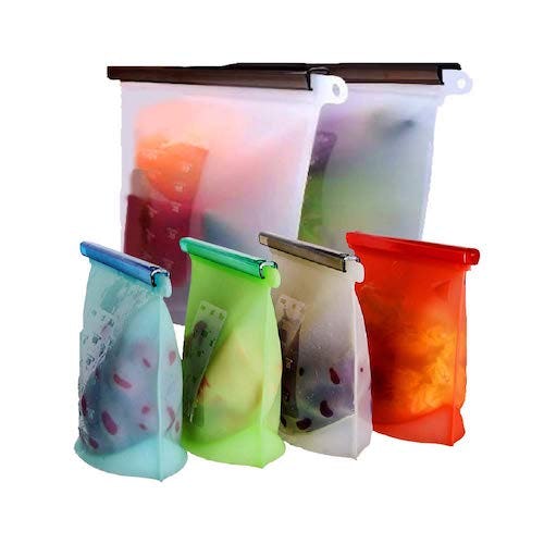 WOHOME Reusable Silicone Food Storage Bags (6-Pack)