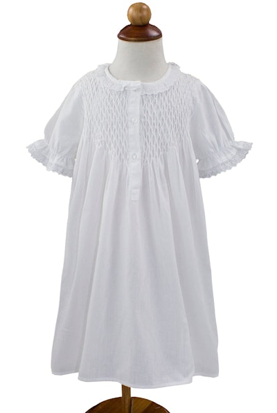 Handmade Girls' Embroidered Lace Vintage Inspired Cotton White Night Dress