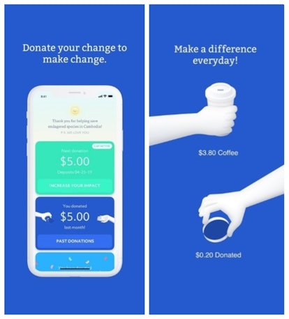 The RoundUp app rounds purchases up to the nearest dollar and donates the spare change to the nonpro...