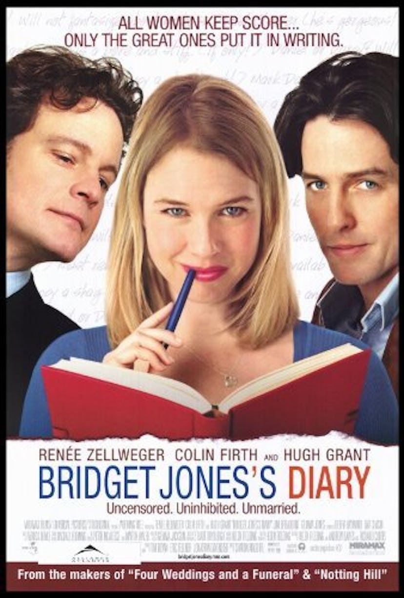 Bridget Jones's Diary movie poster Renee Zellweger, Hugh Grant, Colin Firth 