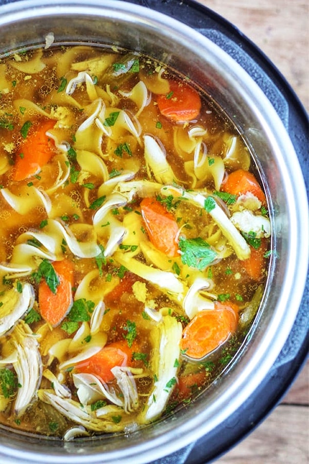  Chicken noodle soup in an Instant Pot. 