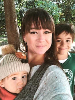 The author with her two children, ages 5 and 11, smiling for the camera.