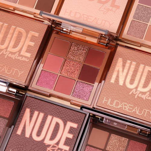 Huda Beauty's NUDE Obsessions Eyeshadow Palettes in Light, Medium, and Rich