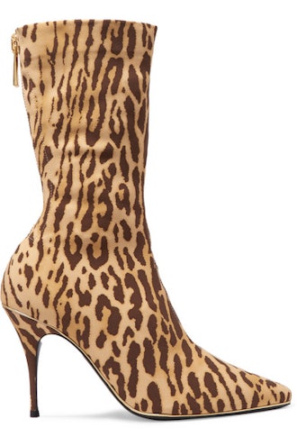 Leopard-Print Jersey Sock Boots
