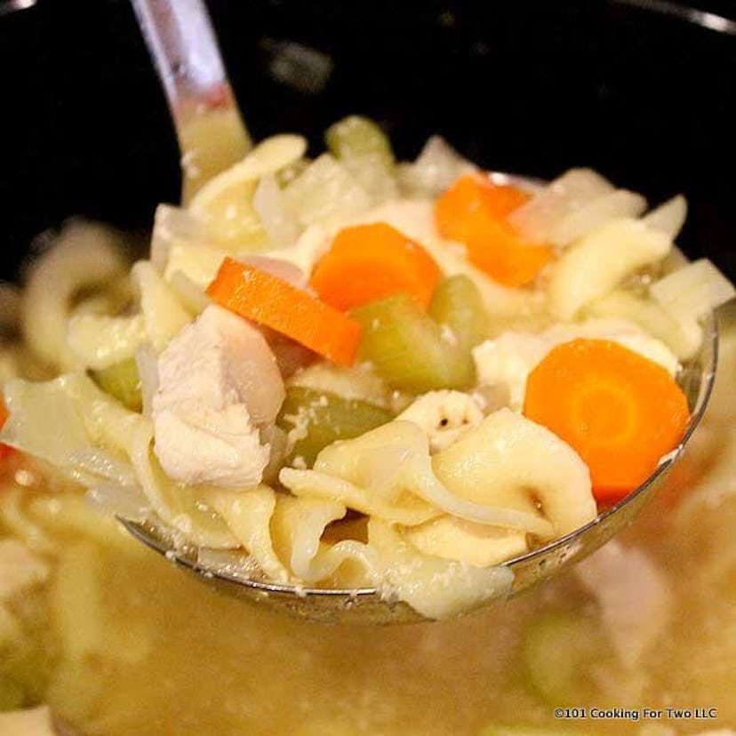 Crock-pot chicken noodle soup from cooking for two 