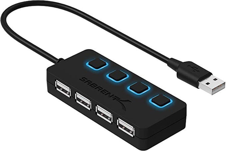 Sabrent 4-Port USB 2.0 Hub with Individual LED lit Power Switches