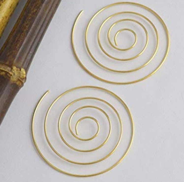 Simple Geometric Gold Spiral Hoop Earrings