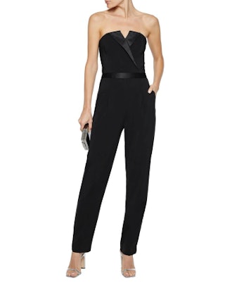 Mickey satin-trimmed stretch-cady jumpsuit