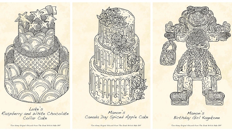 Tom Hovey is selling prints of his illustrations from "Great British Bake Off."