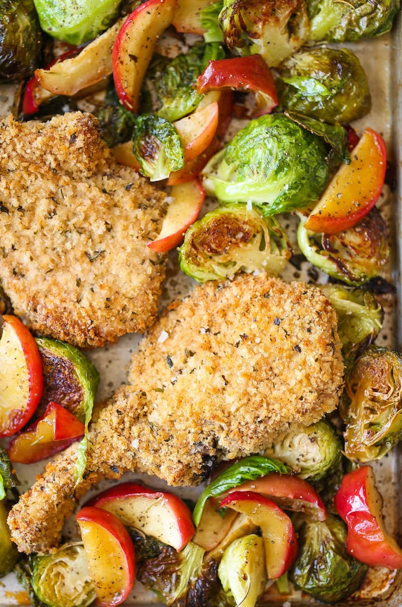 sheet pan recipes with pork, sheet pan shake and bake pork chops