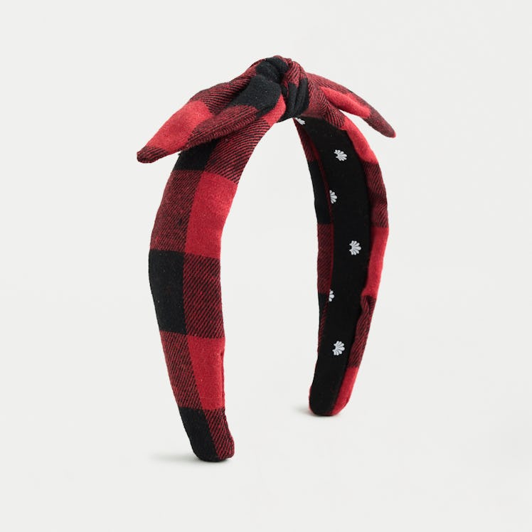 Lele Sadoughi x Crewcuts Petite Red Buffalo Check Bow Tie Headband