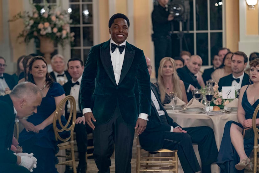 Denny Love as The Colonel In Looking For Alaska wearing a tux at an event