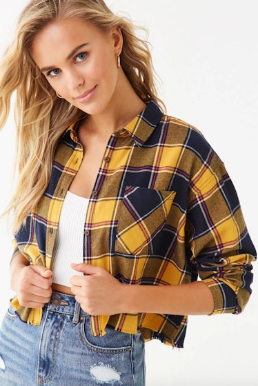 Frayed Flannel Plaid Shirt