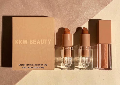KKW Beauty's 2019 holiday collection reveals a trio of glamorous lipstick and lip gloss that are Kim...