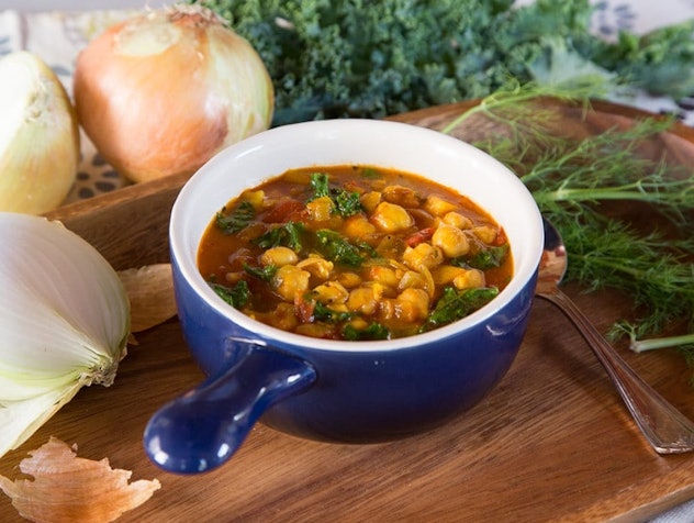 Tori Avey's recipe for Chickpea Kale Fire-Roasted Tomato Soup is a quick, healthy meal