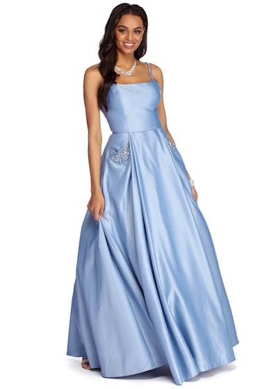 Cindy Embellished Satin Ball Gown