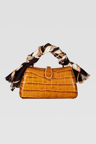 Animal Embossed Mini Crossbody Bag With Scarf Detail