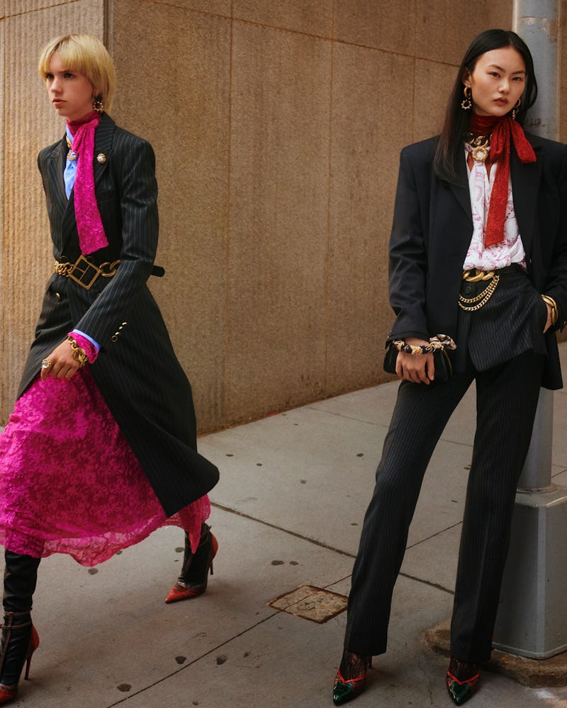 Zara's Campaign Collection features a cool suit and a bright pink dress
