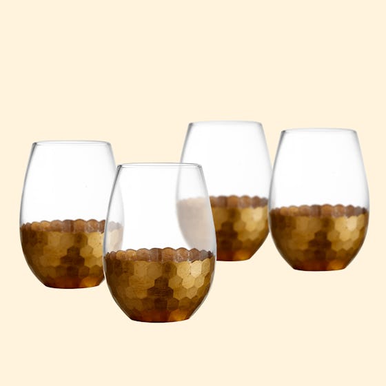 Better Homes & Gardens Gold Honeycomb Finish Stemless Glass