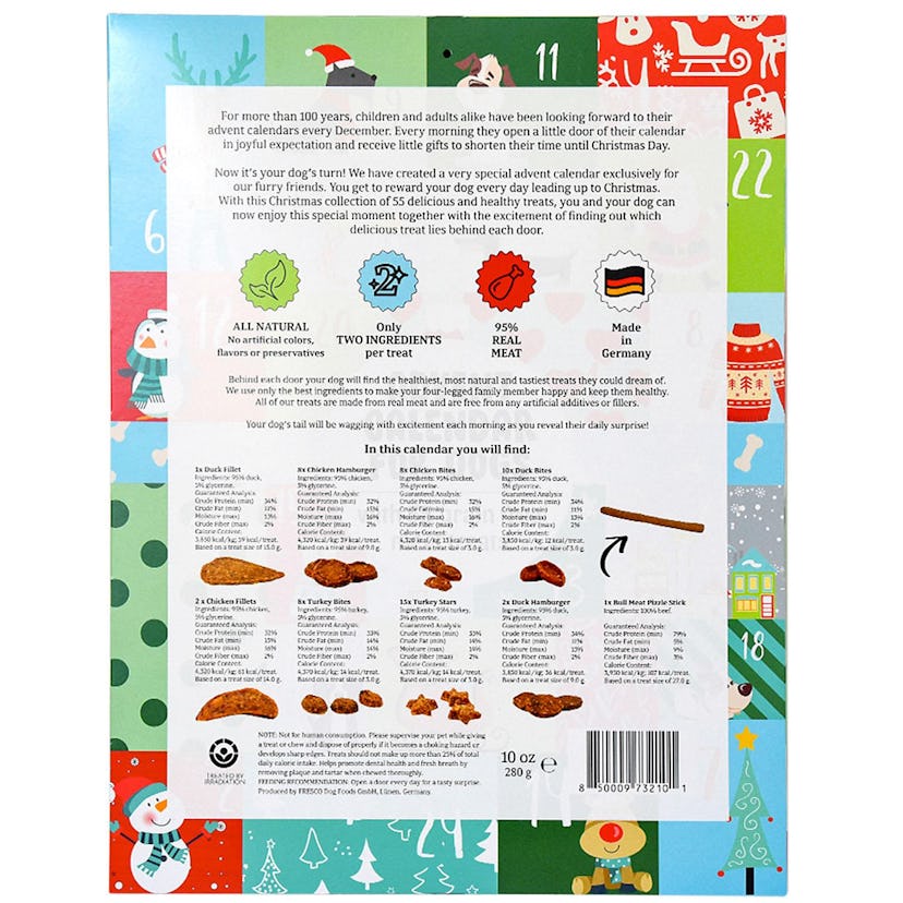 List of ingredients from Sam's Club's Advent Calendar For Dogs 