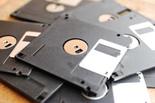 Pile of floppy disks.