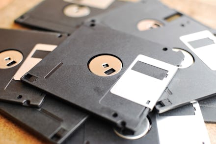 Pile of floppy disks.
