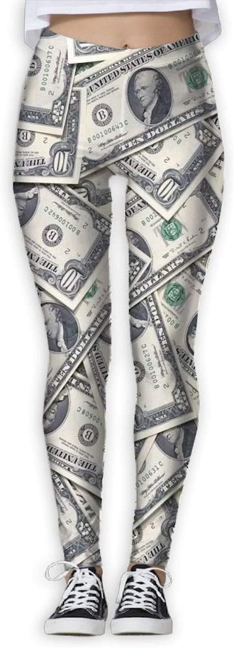 ZeTian H Women's Fun Money Printed Yoga Pants Workout Leggings Yoga Capris Sport Wear