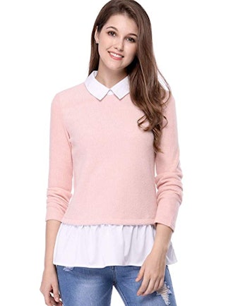Allegra K Women's Peter Pan Collar Pullover Sweater