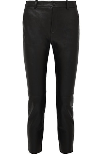 Montauk Cropped Lizard-Effect Leather Slim-Leg Pants