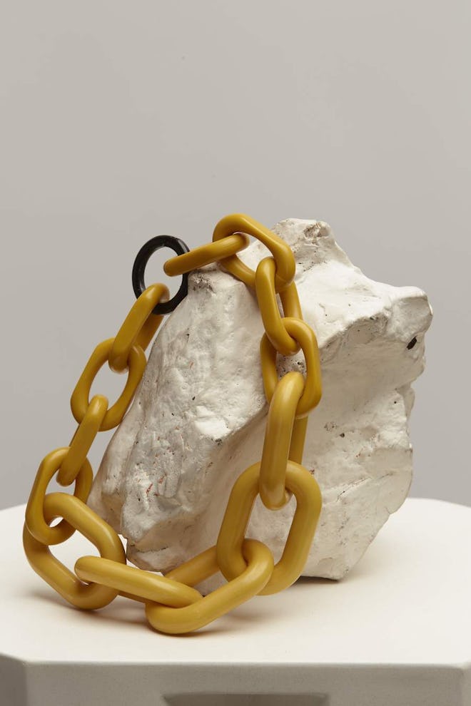 Yellow Acrylic Chunk Chain Necklace
