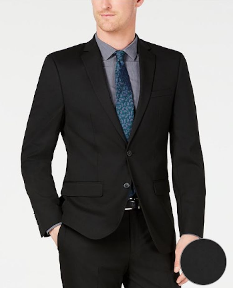 Van Heusen Men's Slim-Fit Flex Stretch Wrinkle-Resistant Black Solid Suit