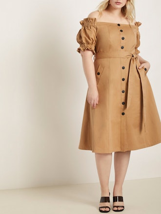 Off-the-Shoulder Trench Dress