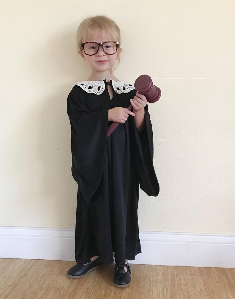 Collar A RBG Halloween Costume Childrens Supreme Court Justice Robe for Kids Girls Female Judge Costume Accessories Ruth Bader Ginsburg Fight for Womens Rights